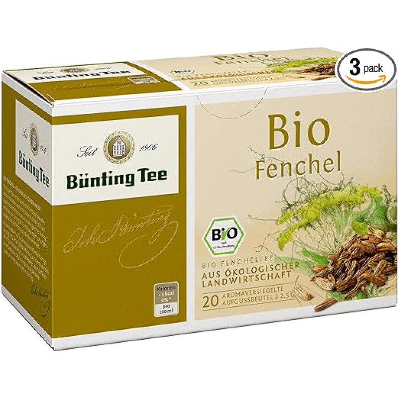 Bünting Tea Organic Fennel 20 x 2,5 g maišelių pakuotė 3 x 50 g