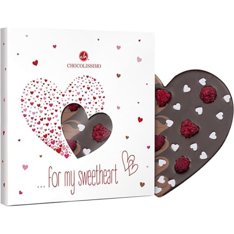 ChocoHerz with Raspberries, Sugar Hearts - Chocolate Heart | Chocolate Heart | Gift | Gift | Valentine's Day | Women | Woman | Love Gift | Mother's Day | Birthday