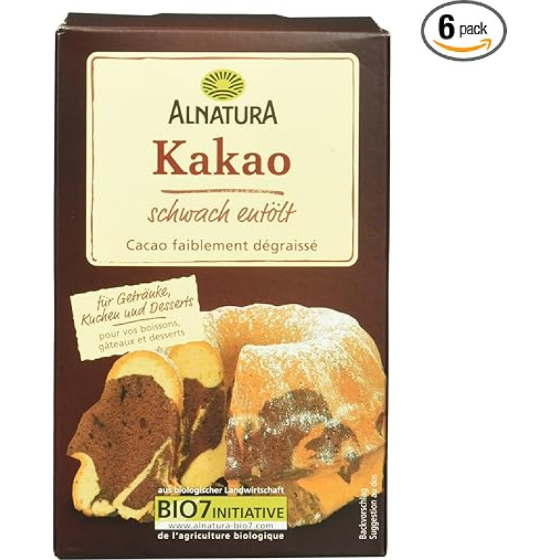 Alnatura Organic Cocoa, Weakly Deoiled, Pack of 6 (6 x 125 g)