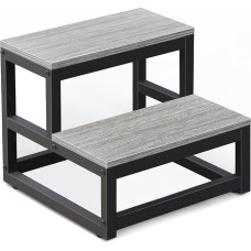 LIANTRAL laiptelis suaugusiems ir vaikams, 2 laiptelių taburetė, tvirtas plieninis ir tvirtas medinis laiptelis, keliamoji galia iki 200 kg, laiptelis lovai, virtuvei, vonios kambariui, pilkas