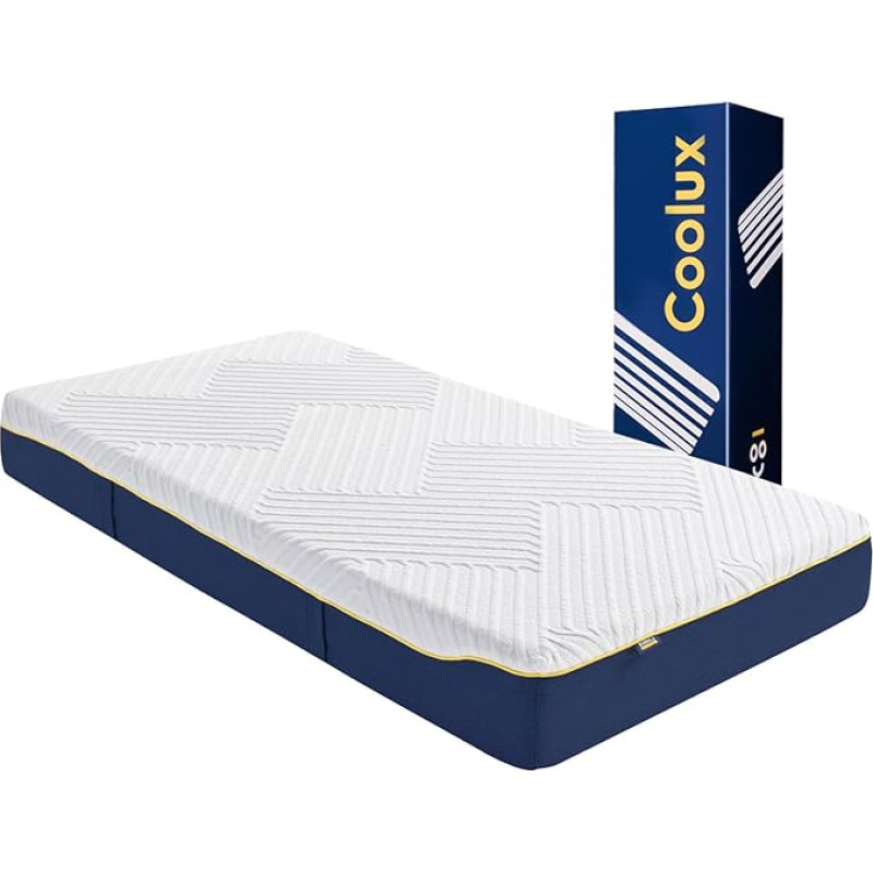 Coolux Sleep Foam Mattress 90 x 200 cm Orthopaedic 7-Zone Cold Foam Mattress, Hardness 3 (H3), Oeko-Tex Certified, Height 18 cm, 3-in-1 Ergonomic Rolled Mattress