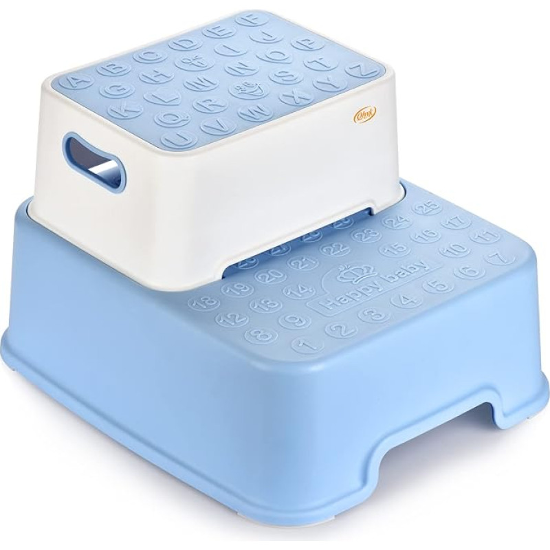 QHYK Step Stool, dviejų pakopų taburetė vaikams, atskiriama atskirai, tvirta, neslystanti, skirta tualeto mokymui, dantų valymui, rankų plovimui, mėlyna