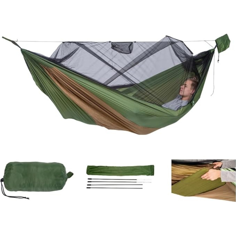 AMAZONAS Adventure Hero XXL - Ultralight Mosquito Hammock with Sleeping Mat Compartment | Only 555 g | Maximum Load 150 kg | Ideal for Outdoor Adventures