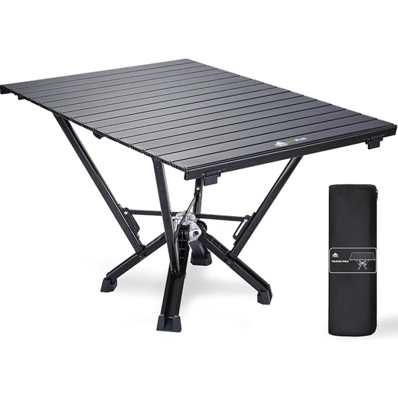 MTRVR Metal Folding Camping Table Heat Resistant 370 lbs Load Capacity Reinforced Aluminum Frame & Rubber Feet Table for Beach Car Camping Travel Portable Rectangular