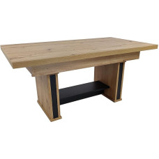 Kavos staliukas, ištraukiamas mažas staliukas, reguliuojamas aukštis, svetainės sofos staliukas, stačiakampis, mažas, šoninis staliukas, išskleidžiamas svetainės staliukas, svetainės baldai, juodos spalvos ąžuolas, 124 x 67 x 74