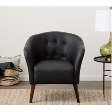 Edenbrook Collins Tufted Medinės kojos Paminkštintas svetainės mygtukas Juoda