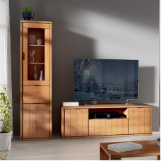 Svetainės baldų komplektas 2 dalių vitrina su žema lenta Svetainės spinta Svetainės baldai TV lenta Moderni ąžuolo spalvos