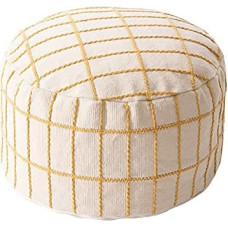 MOCOFO Modernus paprastas apvalus sėdimasis taburetės krėslas su neužpildyta medvilninio žakardo kojų koja, skirtas svetainei, miegamajam, kiemui (smėlio spalvos, 40x20 cm)