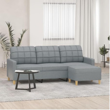 ZEYUAN 3201001 3-vietė sofa su taburete, šviesiai pilka, 180 cm audinys, Sofos ir sofos, Sofa svetainei, Sofa paauglių kambariui, Sofa poilsiui, Sofa miegamajam, Minkšta sofa