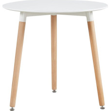 IPOTIUS Scandinavian Round Dining Room Table for 2 to 4 Seater Wooden Kitchen Table 80 x 72 cm White
