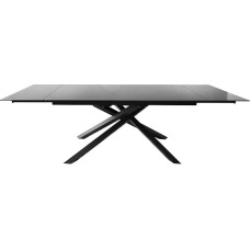 Meubletmoi Estrella Extendable Dining Table 160/240 cm Rectangular Grey Glass Top and Star Design Base - Modern