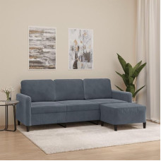 CIADAZ 3201175 3 vietų sofa su taburete, tamsiai pilka, 180 cm, aksomas, poilsio sofa, sofos ir kušetės, poilsio sofa, svetainės sofa, sofa su miego funkcija