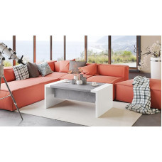 Design Coffee Table Space Concrete Look White Matt Height Adjustable 45 / 70 cm Hinged 110 / 170 cm Dining Table