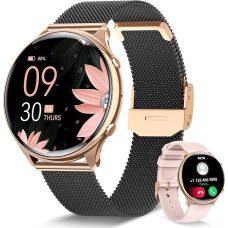 RUXINGX Women's Smartwatch with Phone Function, HD Full Touch Screen, Fitness Tracker with 120 Sport SpO2 Heart Rate Monitor Sleep Monitor Menstrual Cycle, Watch for iOS Android Black Rose Gold