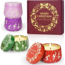 Pack of 4 Christmas Scented Candles Gift Set for Women, Aromatherapy Candles, Natural Soy Wax Candles Gift Set for Christmas, Valentine's Day, Mother's Day, Anniversary