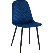 CLP Giverny Dining Room Chair Upholstered Velvet Fabric Chair with Decorative Stitching and Floor Protectors, Armchair Maximum Load 150 kg, Colour: Blue, Material: Velvet