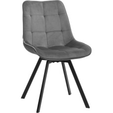 LAPO sukamoji valgomojo kėdė, 49 x 62 x 83 cm, dygsniuotos valgomojo kėdės, 360° pasukama biuro kėdė valgomajam, virtuvei, svetainei, salonui, rašomajam stalui (aksominė tamsiai pilka)