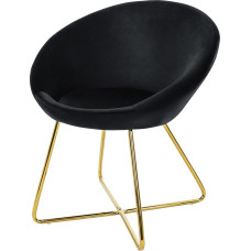 ML-Design Velvet Dining Room Chair, Black, Living Room Chair with Round Backrest, Upholstered Chair with Golden Metal Legs, Ergonomic Armchairs for Dining Table, Kitchen Chair, Bowl Chair, Dressing