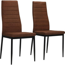 vidaXL Dining Room Chairs, High-Back Dining Chairs, Kitchen Chair, Metal Frame, Upholstered Chair for Dining Room, Kitchen, Brown Fabric, Pack of 2