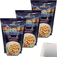 Leverno Grissini Piccoli Tomato & Basil Pack of 3 (3 x 100 g Pack) + usy Block