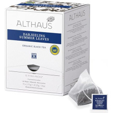 Althaus Tea Darjeeling Summer Leaves ⋅ Organic Black Tea in Pyramid Bag ⋅ Pyra Pack ⋅ Light Black Tea from Darjeeling's Tea Gardens ⋅ 15 x 2.75 g