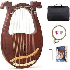 Lyros arfa 16 metalinių stygų raudonmedžio lyros arfa Muzikos instrumentai su derinimo raktu keičiamomis stygomis Muzikos knyga anglų kalba Nešiojamas krepšys arfa suaugusiems vaikams pradedantiesiems