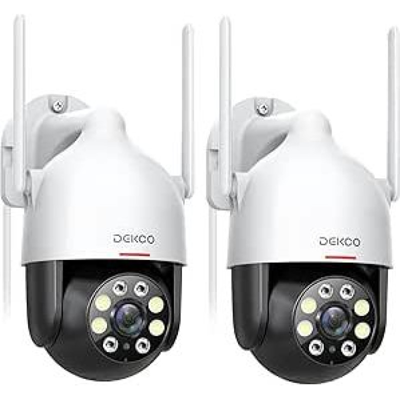 DEKCO 2K lauko stebėjimo kamera WLAN 2 pakuotės, 350°/90° pasukama 