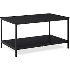 Amazon Basics Rectangular Coffee Table with Lower Shelf, Living Room, Middle Table, Modern Style, Black, 50.5 cm x 80 cm x 42 cm