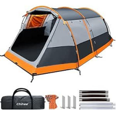 Chihee Stovyklavimo palapinės Tunelinė palapinė 4 asmenų šeimyninė palapinė su 2 durimis Ypač atspari oro sąlygoms 4 sezonų palapinė su dvigubu vandeniui atspariu paklotu Ekranuotas prieangis Krepšys lauke