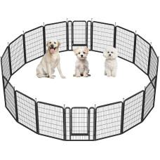 Yaheetech Puppy Playpen 16 dalių 100 cm, šunų aptvaras su 2 durimis, vientisas užraktas, jungiamieji strypai su apvalia galvute, sulankstomas lauko aptvaras šunims, namams ir sodui, surinkimas be įrankių