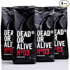 DEAD OR ALIVE Espresso No3 - Strong Espresso Beans 4 x 1 kg - 100% Robusta - Coffee Beans for Fully Automatic Coffee Machine and Espresso Machine - Whole Beans with Lots of Caffeine from Italy -