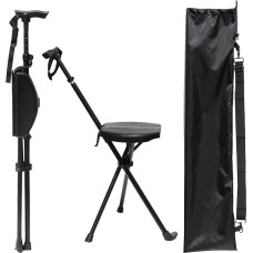 Tragbarer Gehstock mit Sitz, verstellbarer Gehstock mit Sitz, faltbar, leicht, Aluminium, rutschfest, für Erwachsene, 250 kg, Gehstock, Stuhl für Reisen, Wandern, mit Tragetasche