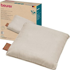 Beurer MG 139 Battery Massage Pillow with Heat Function, Wireless Shiatsu Massage Cushion, Switchable Heat, Made from Recycled Material, Machine Washable, Automatic Shut-Off, 40 x 40 cm, Beige