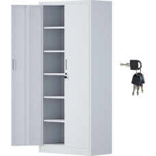 Dokumentų spinta Biuro spinta Sandėliavimo spinta Metalinė spinta Plieninė spinta Sandėliavimo spinta Metalinė spinta su rakinamomis durimis ir 5 reguliuojamomis lentynomis 180 x 80 x 40 cm (balta)