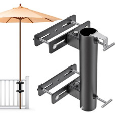 Lifeswell Parasol Holder Balcony Railing, Parasol Stand, Adjustable Patio Umbrella Stand for 1-2 Inch Poles, Safe and Stable Vertical Railing Bracket