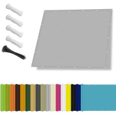 Vandeniui atspari 2 x 2,5 m dydžio markizė nuo saulės ir oro sąlygų, nuo UV spindulių apsaugantis tinklas su kilpomis ir virvele sodui ir kiemui, šviesiai pilkos spalvos