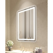 VEVOR LED Bathroom Mirror Vanity Mirror (60 x 80 cm) with Front and Backlight, Anti-Fog Mirror, Continuously Dimmable Bathroom Mirror with 3 Colour Temperatures, Wall Mounted