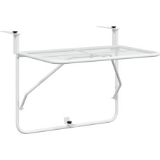 vidaXL sulankstomas balkono stalas Pakabinamas stalas Sodo stalas Balkono stalas Balkono šoninis stalas Balkono sulankstomas stalas Baltas 60 x 40 cm Plienas