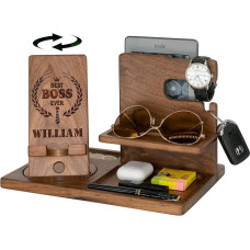 Personalisierter Schreibtisch-Organizer mit drehbarem Telefonständer: Boss Geschenke für Männer – Top Wahl für Geburtstage, Chef, Weihnachten, Dankeschön-Momente. Wertschätzung für jeden männlichen