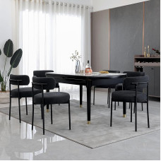 AISALL valgomojo kėdės, 6 kėdžių rinkinys, virtuvės kėdės su atlošais, juodas metalinis rėmas, modernus retro dizainas, minkštos kėdės, virtuvės kėdės, valgomojo kėdės, juodos spalvos