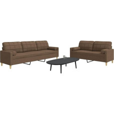 Homgoday Braunes 2/3-Sitzer-Sofa Set mit Schaumstofffüllung & Metallrahmen | 157/226 cm | 4 Zierkissen Model3278338