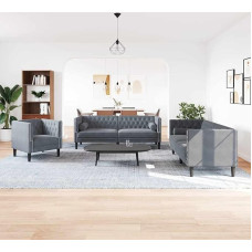 Tidyard Sofos komplektas Dunkelgrau Samt, Polstersofa Loungesofa für Wohnzimmer Eingangsbereich Büro3385868