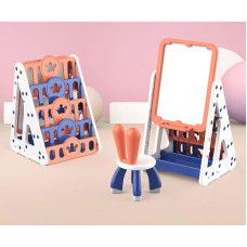 WDW Kids 4 in 1 Plastic Bookcase + Whiteboard + Drawing Board + Storage Shelf with Easy Access 4 Display Shelves for Children's Room, Playroom, Nursery - 81 x 60 x 55 cm