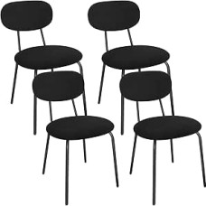 LEWE valgomojo kėdės, 4 komplektas, sudedamos minkštos kėdės, modernios virtuvės kėdės su nepriklausomu atlošu, mažos apvalios metalinės šoninės kėdės valgomajam, virtuvei, restoranui, miegamajam