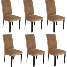 SANOCAY Schonbezüge für Armlehnen, Samt, abnehmbar, waschbar, wiederverwendbar, ohne Armlehnen, für Esszimmer, Bankett, Heimdekoration, Hellbraun, 6 Stück, Hellbraun, 6 Stück