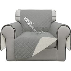 ISSUNTEX Dvigubos apsaugos vandeniui atsparūs kėdės sofos užvalkalai svetainei, kėdės sofos užvalkalai, dvipusis baldų apsauginis sofos užvalkalas šunims, naminiams gyvūnams, vaikams (kėdė, šviesiai pilka / dramblio kaulo spalvos)