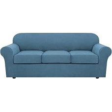 4 tempimo sofos dangčių rinkinys 3 pagalvių dangteliai Dušas apima gyvenamojo kambario baldų dangtelius (pagrindinis dangtelis ir 3 sėdynių pagalvių dangteliai) Funkcija patobulintas storas žakardinis audinys (sofa, dulkėta mėlyna)