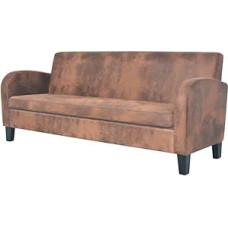 ZHOUMIN 3-vietė sofa, Svetainės sofa, Svetainės baldai, Jaunimo sofa, Svetainės baldai, Sofos ir sofos, Vaikų kambarys, Dirbtinės odos zomšos išvaizda, Ruda