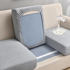 SHUOJIA Sofa Seat Cushion Cover Waterproof, Sofa Seat Cushion Covers Replacement, Sofa Seat Cover Stretch Non-Slip Cover for Sofa Seat Cushion (Light Grey, Backrest Cover)