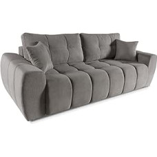MEBLINI Sofa su miego funkcija, išskleidžiama sofa-lova su lovos dėže, sofa-lova su miego funkcija, išskleidžiama sofa, FUTU, 263 x 105 x 93 cm, pilkas aksomas
